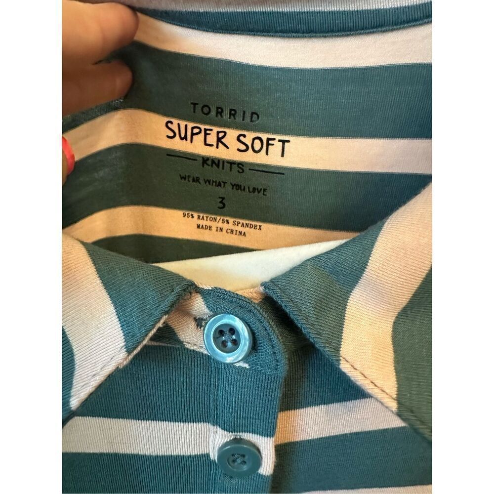 Torrid Super Soft Green Stripe Polo Skater Dress Size 3 NWT - Picture 3 of 5
